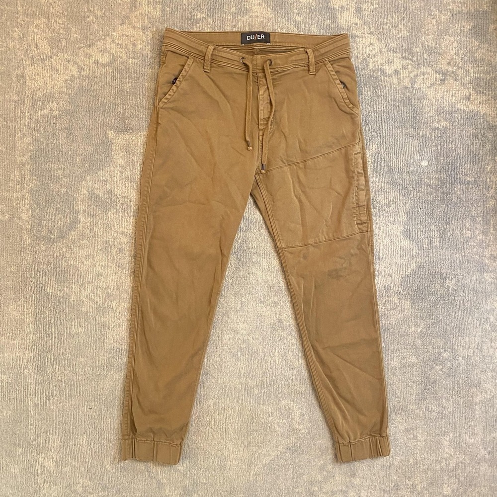DU/ER Pants Mens 34x29 Brown N2X Slim Fit Jogger Stretch Casual Tapered Cuffed